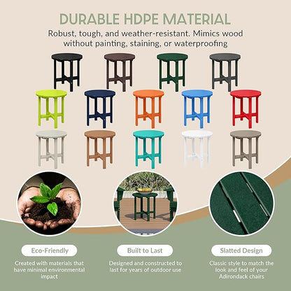 WestinTrends Dylan Adirondack Round Outdoor Side Table, Dark Green