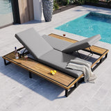 Merax Set of 2 Outdoor Chaise Lounge Chair Sofa, Couch with 5-Position Adjustable Backrest, Reclining with Cushion - Photo 1