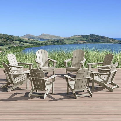 WestinTrends Malibu Malibu Outdoor Folding Poly Adirondack Chair (Set of 8), Sand