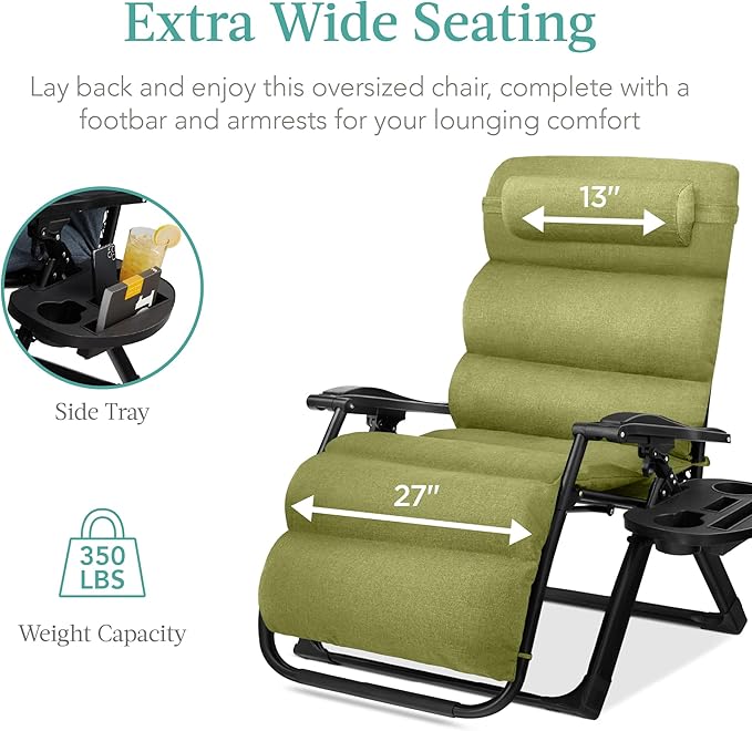 Best Choice Products Oversized Zero Gravity Chair, Folding Outdoor Patio Recliner - Photo 5