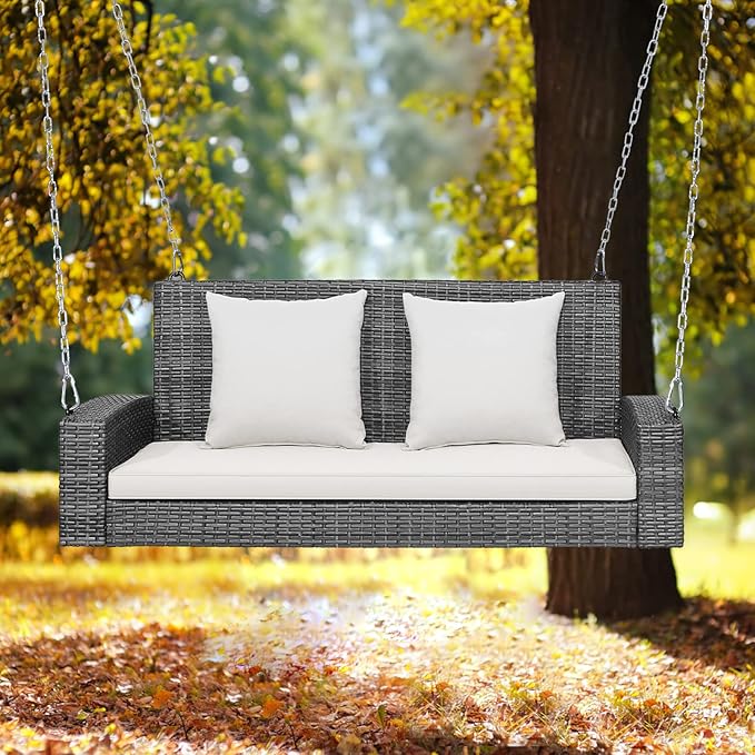 Tangkula 2 Person Wicker Hanging Porch Swing - Photo 8