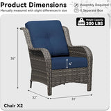 Patio Chairs Set of 2, Outdoor Wicker Patio Furniture Set with Thickened Olefin Cushions, High Back and Deep Seating - Photo 2