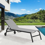 Yaheetech Outdoor Patio Chaise Lounge, All Weather Outdoor Lounge with Wheels, 5-Position Adjustable Recliner for Patio - Photo 1