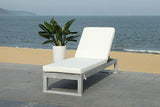 SAFAVIEH Outdoor Collection Solano Grey Solid Wood/Beige Cushion Patio Adjustable Chaise Lounge Chair (PAT7024E) - Photo 8