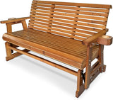 Fortune Candy Patio Glider with Cup Holders, High Roll Back and Deep Contoured Seat, 3-Seater, Heavy Duty 800 Lb - Photo 1
