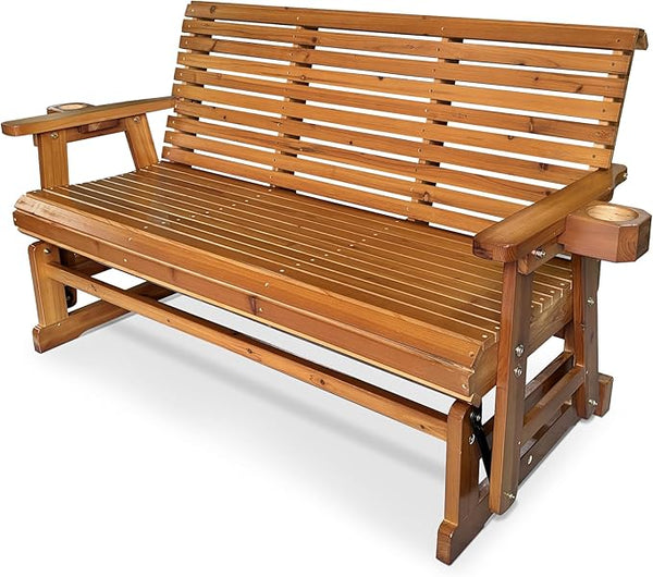 Fortune Candy Patio Glider with Cup Holders, High Roll Back and Deep Contoured Seat, 3-Seater, Heavy Duty 800 Lb - Photo 1