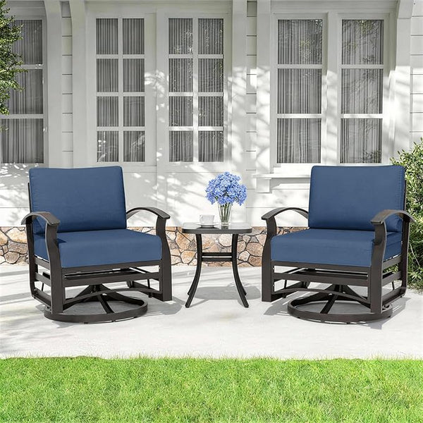 Kurapika 3 Pieces Patio Furniture Set, Outdoor Aluminum Swivel Gliders Rocker - Photo 1