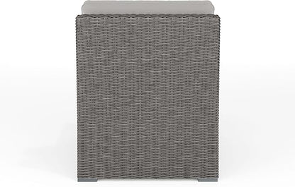 Martha Stewart Bedford Indoor-Outdoor Modular Patio Sectional Sofa Center Seat with Rattan Wicker Finish in Gray with Gray All-Weather Cushions