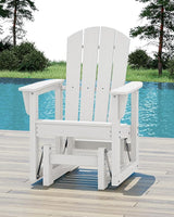 SERWALL Outdoor Glider Chair, HDPE Patio Glider Rocker All-Weather Porch Glider for Outside, White - Photo 2