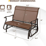 Giantex Outdoor Glider Bench Chair - Extra-Large 2 Person Loveseat with Breathable Fabric, Steel Frame - Photo 3
