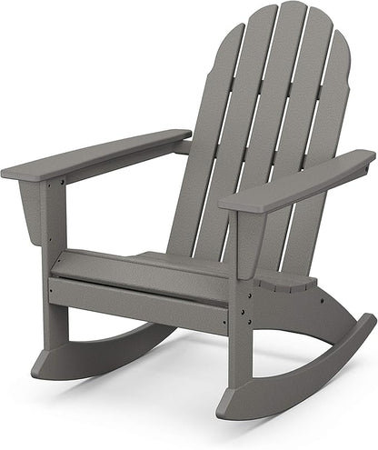 POLYWOOD Vineyard Rocking Chair Slate Grey - Heavy Duty HDPE Outdoor Patio Rocker - All-Season Composite Resin Furniture for Porch, Deck & Garden - Classic American Made Design