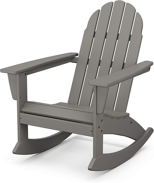 POLYWOOD Vineyard Rocking Chair Slate Grey - Heavy Duty HDPE Outdoor Patio Rocker - All-Season Composite Resin Furniture for Porch, Deck & Garden - Classic American Made Design
