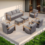 Rilyson Outdoor Ottoman Wicker Patio Footrest - 2 Piece Wicker Footrest Footstools Set with Sturdy Frame - Photo 7