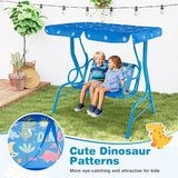 Costzon Kids Porch Swing, All-Weather Patio Swing Bench Hammock w/Adjustable Canopy & Safety Belts for 2 Children - Photo 4