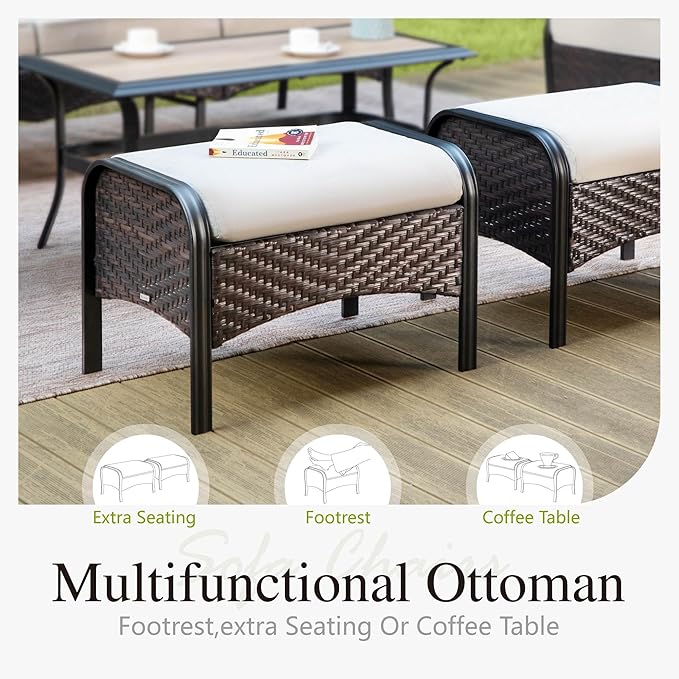 Sophia & William Patio Furniture Set, 7 Piece Metal Outdoor Conversation Set with 3-Seater Outdoor Couch, 4 Sofa Chairs - Photo 6