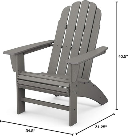 POLYWOOD Vineyard Curveback Adirondack Chair, Slate Grey - Heavy Duty HDPE Outdoor Patio Furniture - Classic Comfort Design for Deck, Garden, Backyard, Pool, Fire Pit