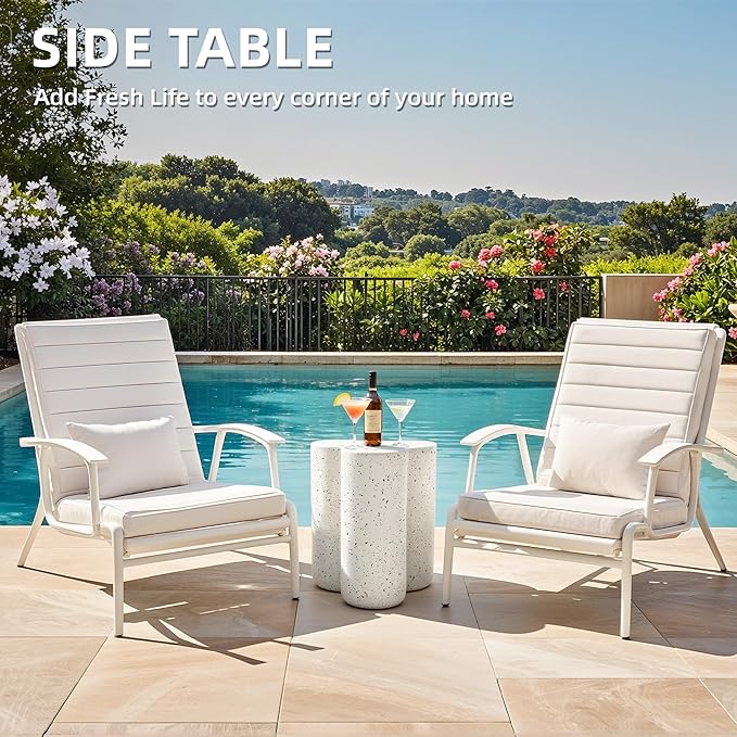 18” Side Table, Modern Outdoor Accent Table with Painted Faux Terrazzo-Look, Durable Lightweight Coffee Table Art Decor - Photo 6