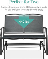Best Choice Products 2-Person Outdoor Patio Swing Glider Steel Bench Loveseat Rocker for Deck, Porch w/Textilene Fabric - Photo 6
