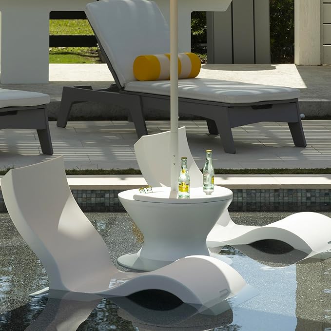 Ledge Lounger Signature Lowback Chair Set - Two Chairs - Ice Bin Side Table - in-Pool - On-Deck - Water Depths 0-9” - Photo 5