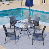 Round Outdoor Dining Table for 4 Person, 40 inch Glass Top - Photo 2