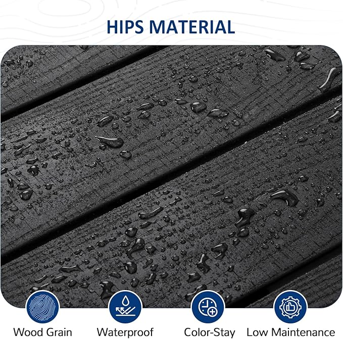 Outdoor Dining Table, Weatherproof 63" Rectangle HIPS Patio Dining Table for 6, with 2" Umbrella Hole, Outdoor Table for Backyard Deck Poolside, Black