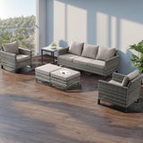 Wicker Outdoor Patio Furniture Set - 5 Piece Patio Conversation Set with 2 Wicker Armrest Chairs - Photo 8