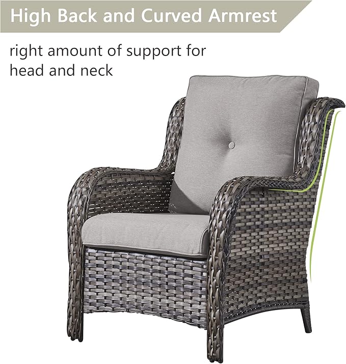 Rilyson Wicker Patio Furniture Set - 6 Piece Rattan Outdoor Sectional Conversation Sets with 1 Sofa, 1 Loveseat - Photo 5