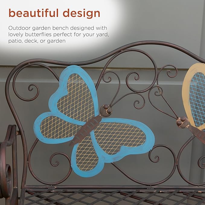 Alpine Corporation 45" x 23" Outdoor 2-Person Butterfly Garden Bench