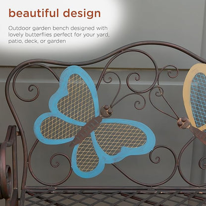 Alpine Corporation 45" x 23" Outdoor 2-Person Butterfly Garden Bench