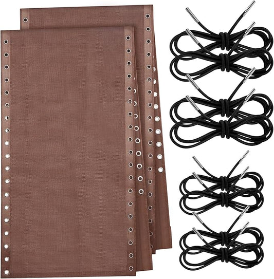 Queekay 2 Pcs Gravity Chair Replacement Fabric with 8 Bungee Cord Lounge Chair Cloth Mesh Patio Chair Repair Kit for Patio Recliner Outdoor Lawn Pool Beach Sling Chair(Brown, 63" x 17")