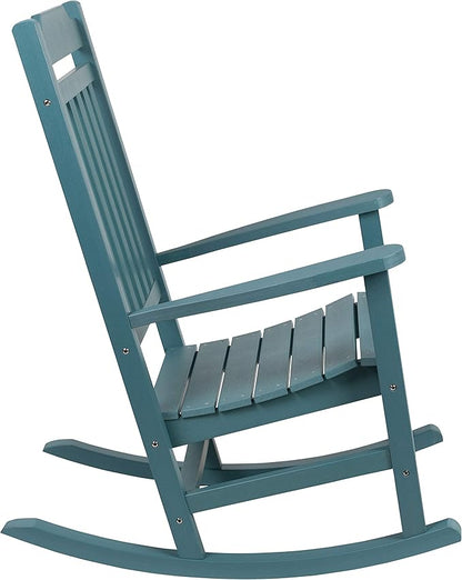 Flash Furniture Set of 2 Winston All-Weather Rocking Chair in Teal Faux Wood
