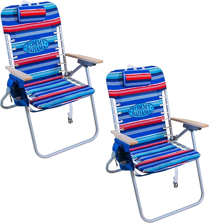 Tommy Bahama Hi-Boy 17" Seat Height 4-Position Lace-Up Suspension Folding Beach Backpack Chair - Photo 1