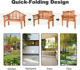Giantex Outdoor Wood Bench, 4 Ft Foldable Eucalyptus Garden Bench - Photo 7
