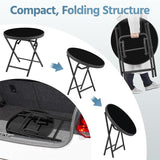 Yaheetech Outdoor Folding Side Table, Round Patio Folding End Table with Silk Tempered Glass Tabletop - Photo 6