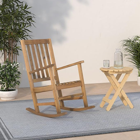 SAFAVIEH Outdoor Collection Barstow Teak Rocking Chair