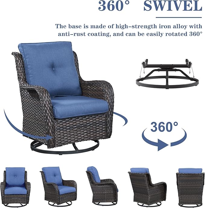 Belord Wicker Outdoor Furniture Patio Furniture Set - 6 Piece Patio Conversation Set with Swivel Rocker Chairs - Photo 5