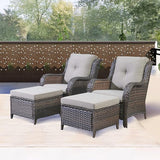 Rilyson Wicker Patio Furniture Set - 4 Piece Rattan Outdoor Sectional Conversation Sets with 2 Chairs and 2 Ottomans - Photo 2