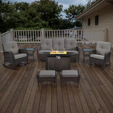 Belord Patio Furniture Set with Fire Pit Table - 8 Piece Outdoor Wicker Furniture Set with 43" 50000 BTU Propane Fire - Photo 2