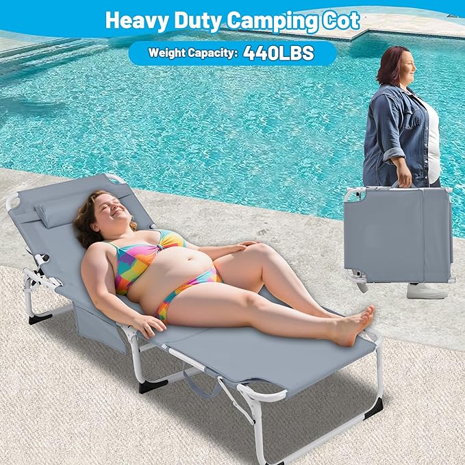 3-in-1 Oversized Sun Tanning Chair with Mat & Face Hole - Photo 6