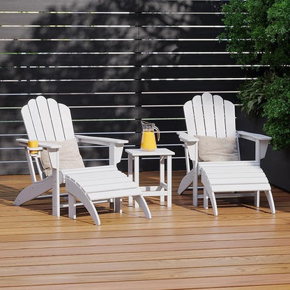 Costaelm Adirondack Chair Footrest Foldable Ottoman, Folding Ottoman Outdoor Foot Rest for Patio Waterproof, Adirondack Ottoman Outdoor, White