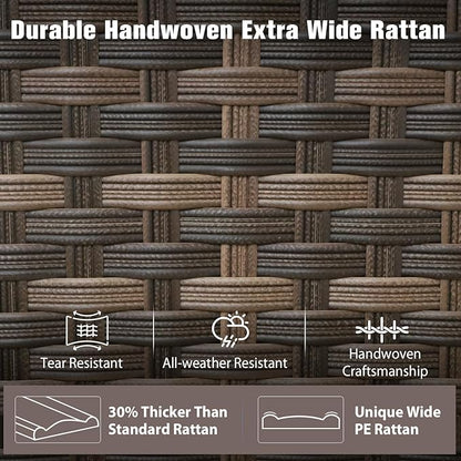 EAGLE PEAK Harbor Haven 2 Piece Wicker Swivel Rocker Patio Furniture Set, Deep Seating Rocking Chairs, Weather Resistant Outdoor Furniture for Patio, Deck, Garden, Brown/Beige