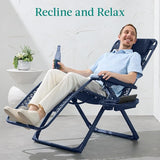 Best Choice Products Adjustable Zero Gravity Chair, Monochromatic Color Folding Patio Recliner w/Side Tray - Photo 4