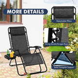 Giantex 2 PCS Zero Gravity Chair, Outdoor Chaise Lounge with Cup Holder - Photo 7