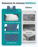 SERWALL Tall Adirondack Chairs Set of 2 with Double Layer Connecting Tray, HDPE Bar Height Outdoor Chairs - Photo 5