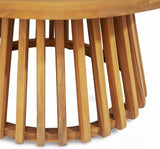 Merax Patio Outdoor Acacia Wood Round Coffee Table for Backyard, Lawn, Balcony, Teak Finish - Photo 7