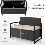 RELAX4LIFE Wicker Outdoor Bench with Storage - Rattan Deck Box w/Protective Liner for Pillows, Pool Supplies - Photo 3