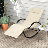 Tangkula Rocking Lounge Chair Outdoor, Zero Gravity Chaise Lounger with Removable Headrest, Fabric Backrest & Seat - Photo 2