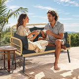 DWVO Outdoor Loveseat, Patio Wicker Furniture Set with Cushion & Adjustable Feet, Patio Couch for Garden, Balcony - Photo 8