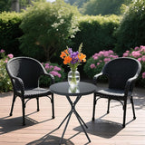 Outdoor Round Coffee Side Table, Tempered Glass Tabletop, All-Weather Bistro Table, Suitable for Terraces, Gardens - Photo 4