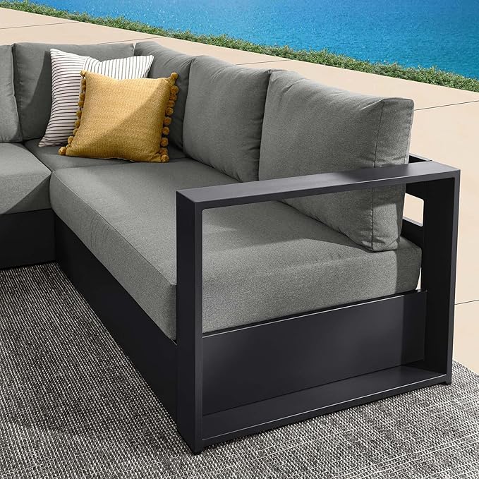 Modway Tahoe Aluminum 3-Piece Outdoor Patio Furniture Gray Charcoal - Photo 8